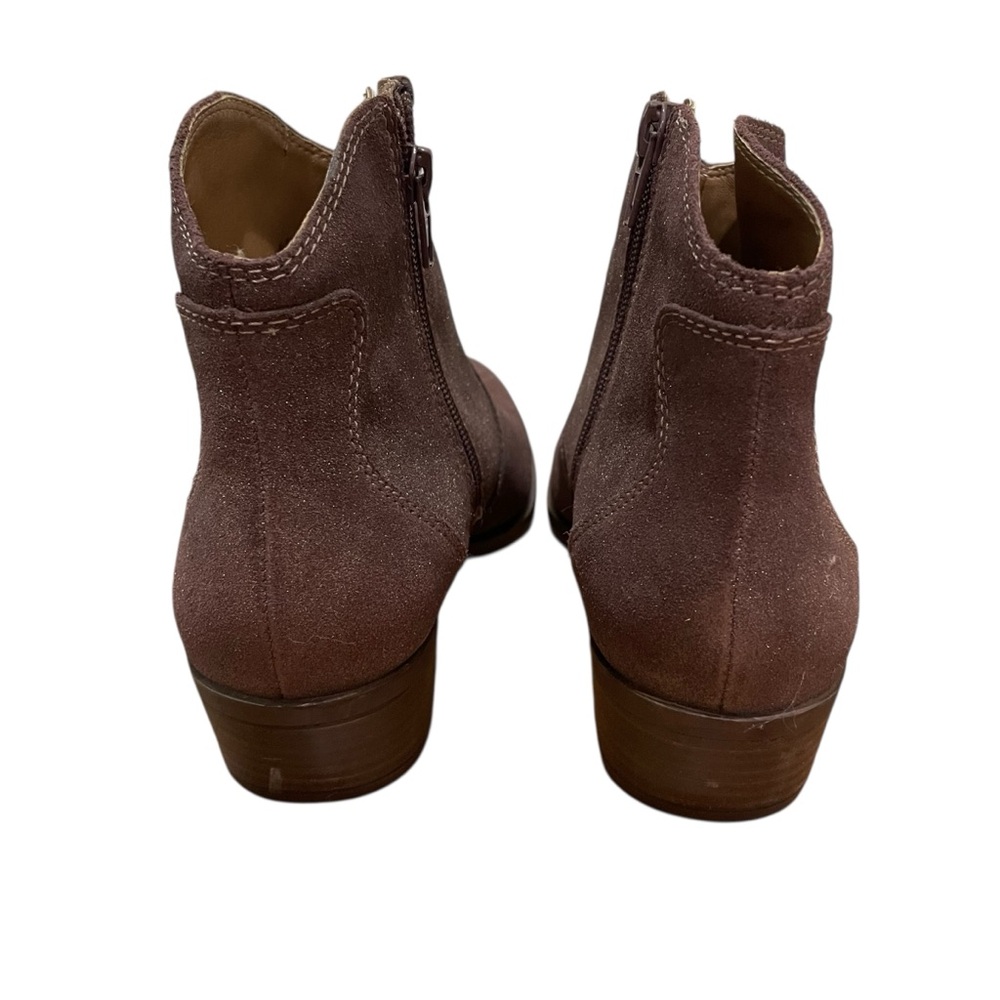 Lucky Brand Belia Leather Ankle Booties Boots Tobacco Distressed Metallic Size 9 - Picture 5 of 12